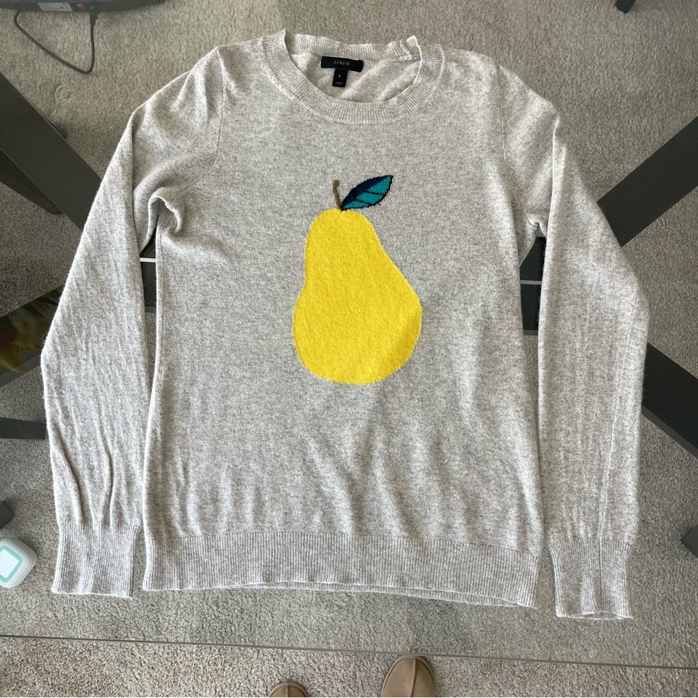 J Crew SZ Sm Women's Viscose Wool Blend Heather Sweater Pear Classic Novelty